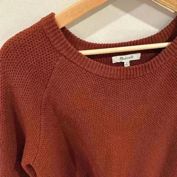 Madewell Women’s Province Cross Back Knit Pullover Sweater Rust Red Size M - Picture 5 of 8